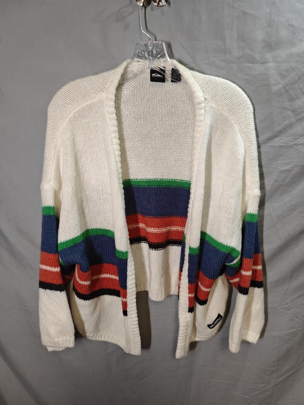 Quiksilver Sweater Womens Medium Striped Open Front Knit Cardigan Boho Surf